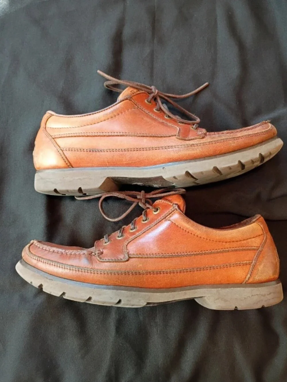 Shoes Size 11.5 Rockport Men's Cognac Leather Boat Shoes with Brown Laces